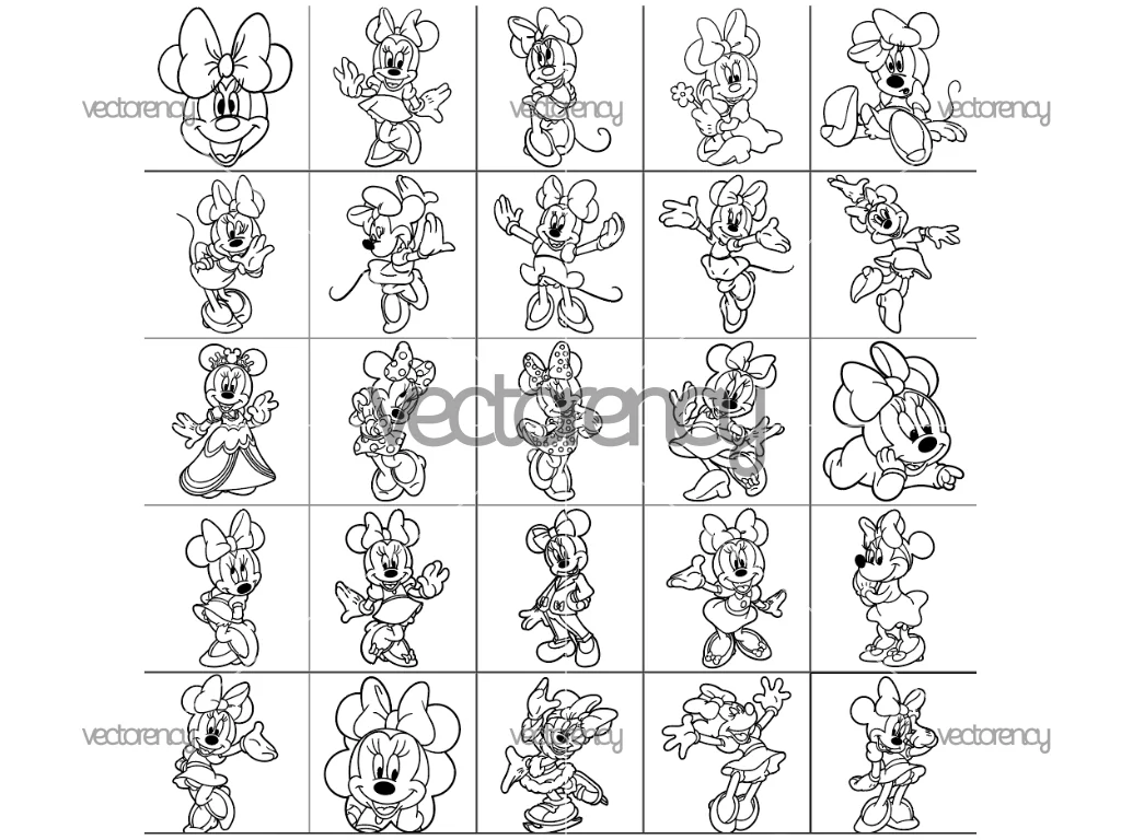 Minnie Mouse Outline Clipart