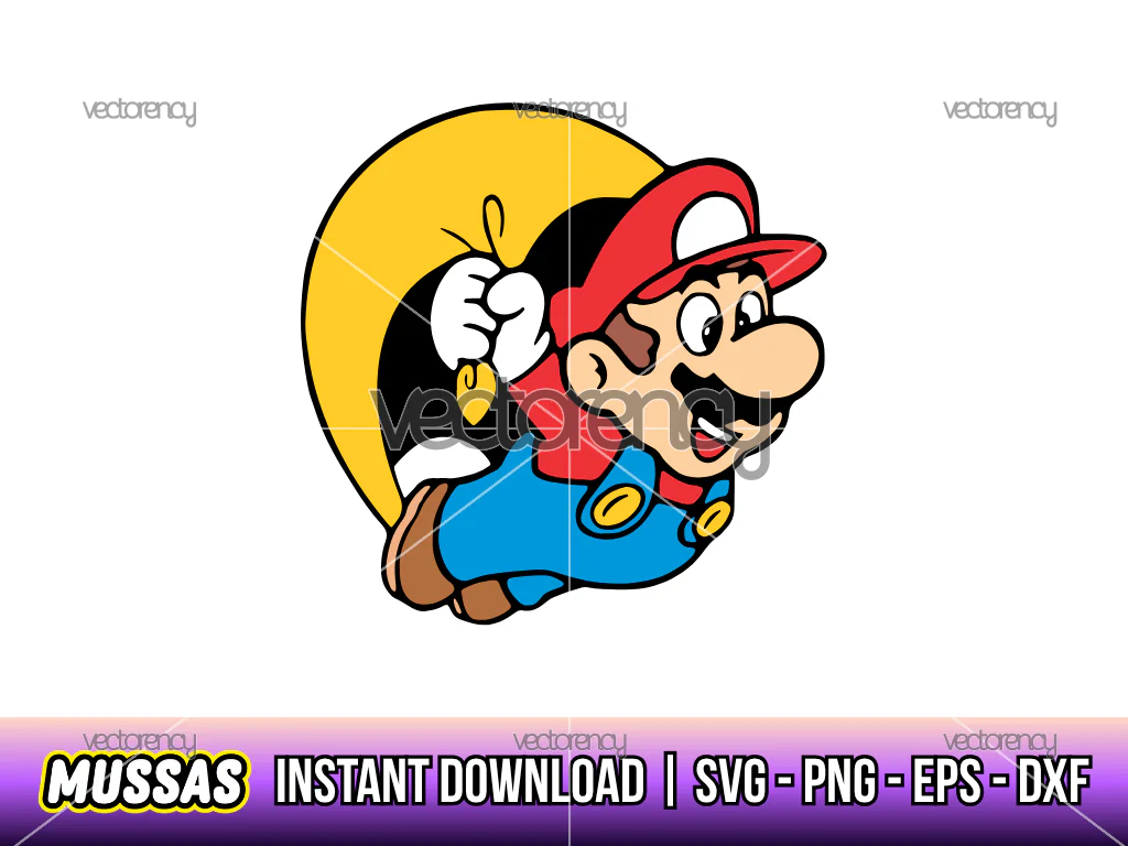 Super Flying Mario Vector Cartoon PNG SVG
