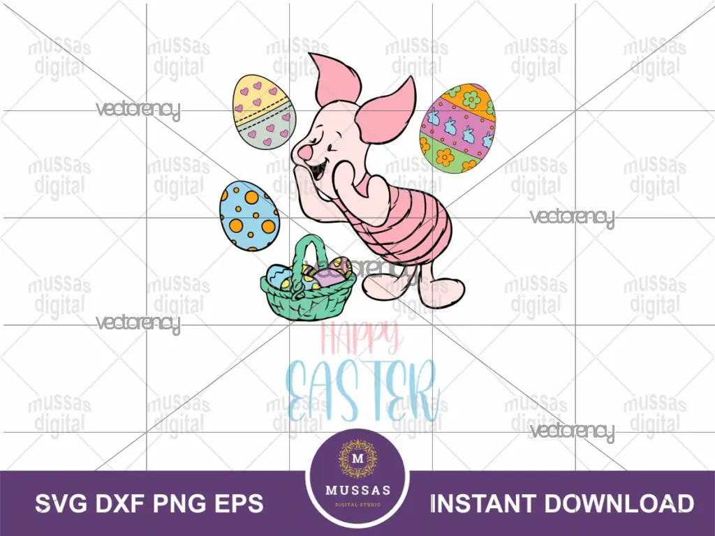 Happy Easter SVG Cricut Easter Piglet Easter Egg Download