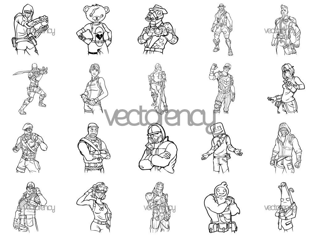 Fortnite Line Game Vector Outline SVG
