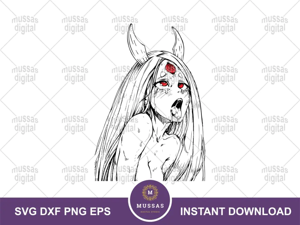 Kaguya Ōtsutsuki Ahegao SVG Outline Anime Vector PNG | Vectorency