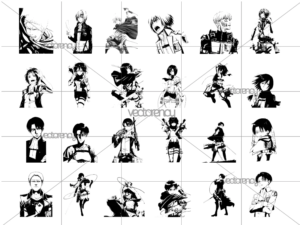 Attack On Titan PNG Black and White