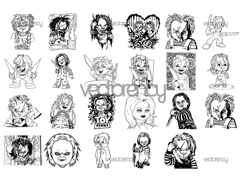 Chucky SVG Outline Vector PNG