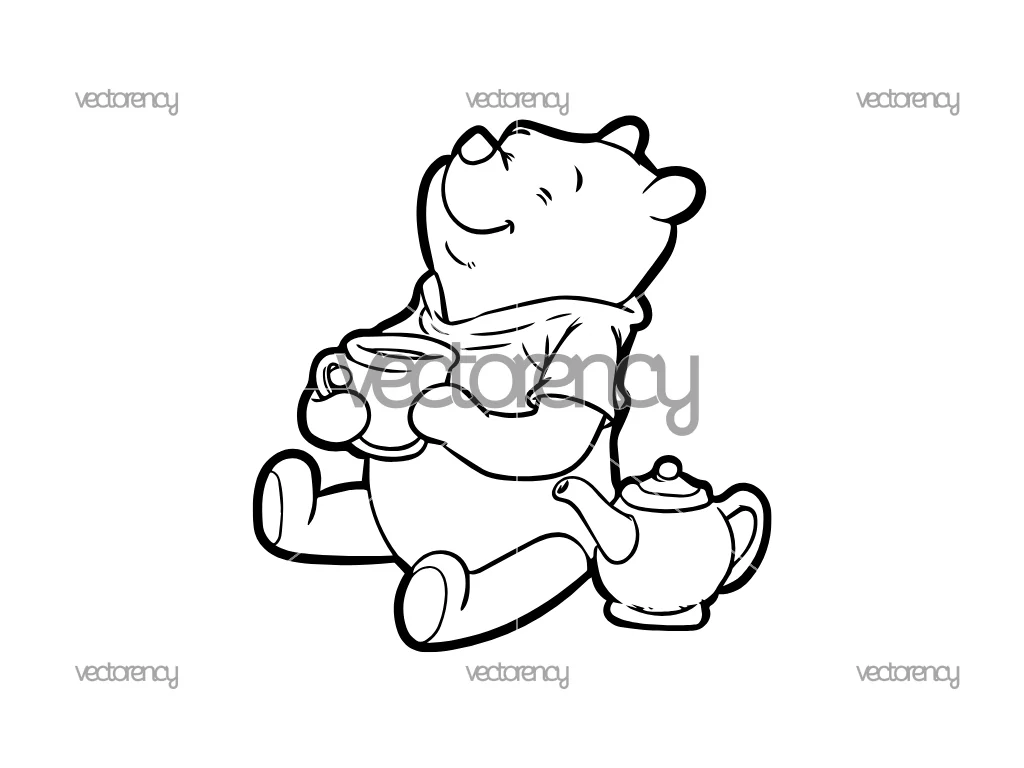 Winnie The Pooh SVG, Kids Cartoon Cut File, Pooh Bear Vector Design