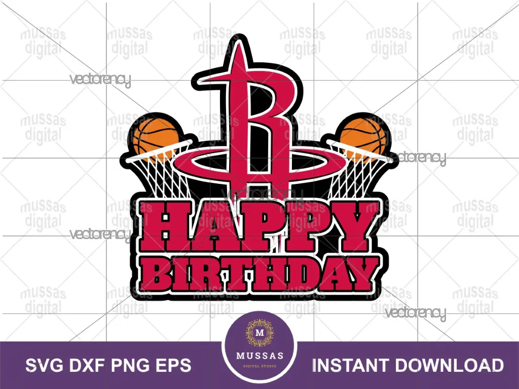 Houston Rockets Cake Topper Birthday SVG, PNG, EPS