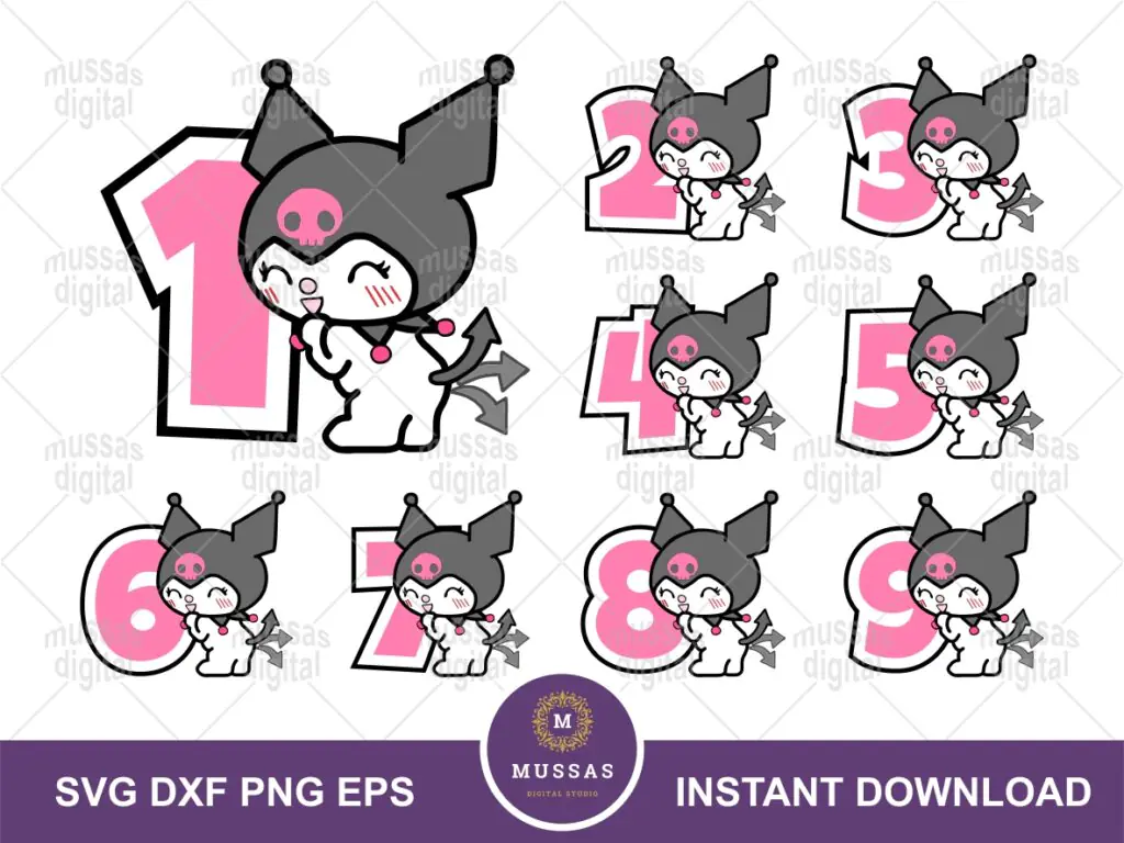 Kuromi SVG, Kuromi Birthday Theme Numbers | Vectorency