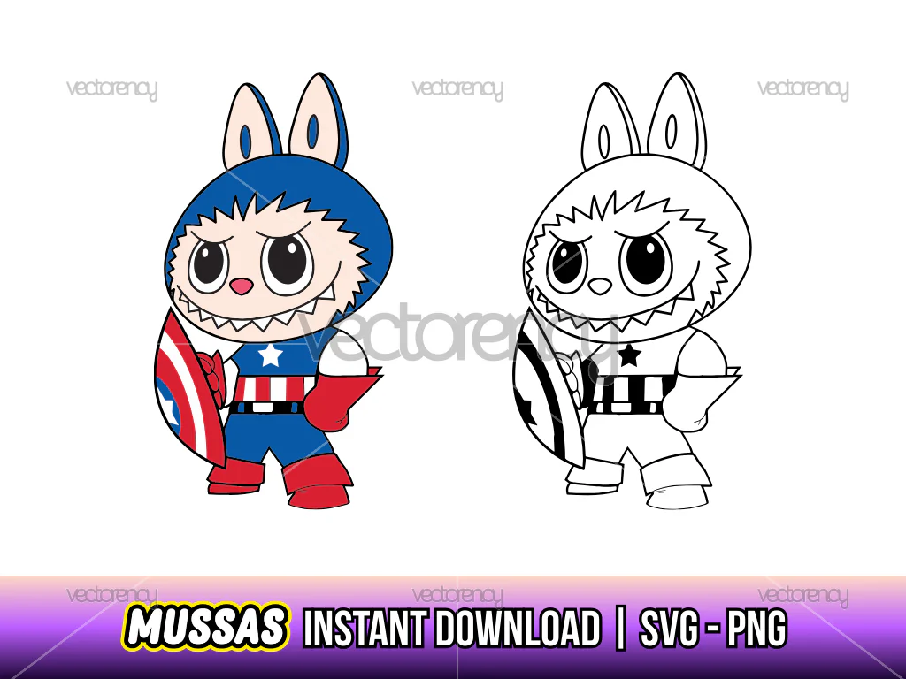 Labubu Captain America SVG PNG HD Transparent