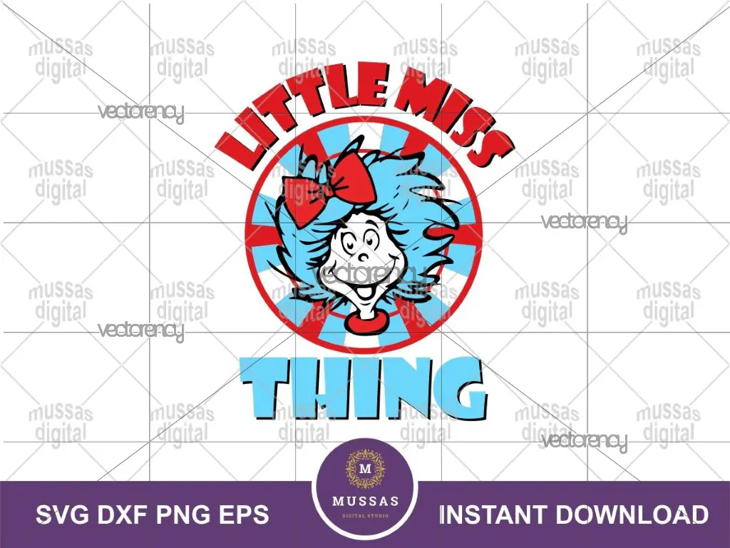 Little Miss Thing SVG Cricut Cut Files, Cat In The Hat SVG Read Across America, Dr Seuss Design