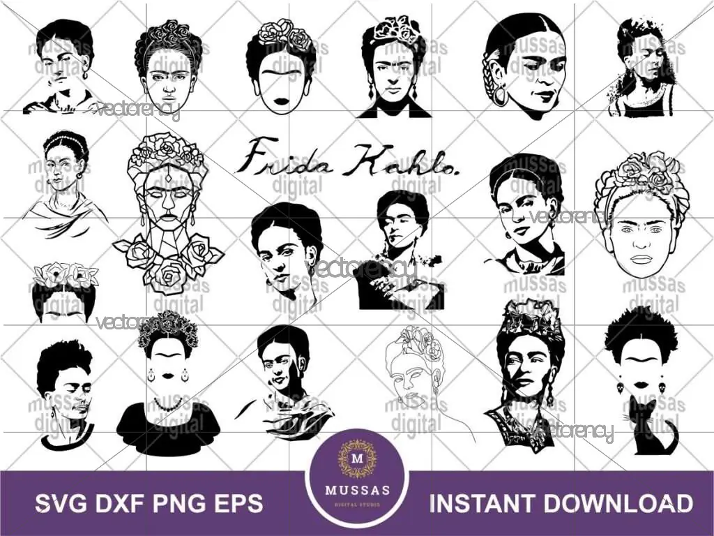 Frida Kahlo SVG Bundle Frida Kahlo Vector