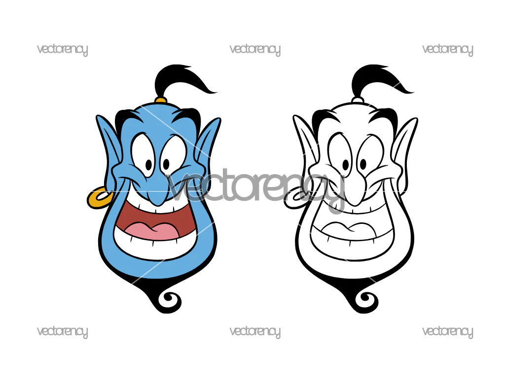 Genie Aladdin SVG Layered Vector PNG Outline