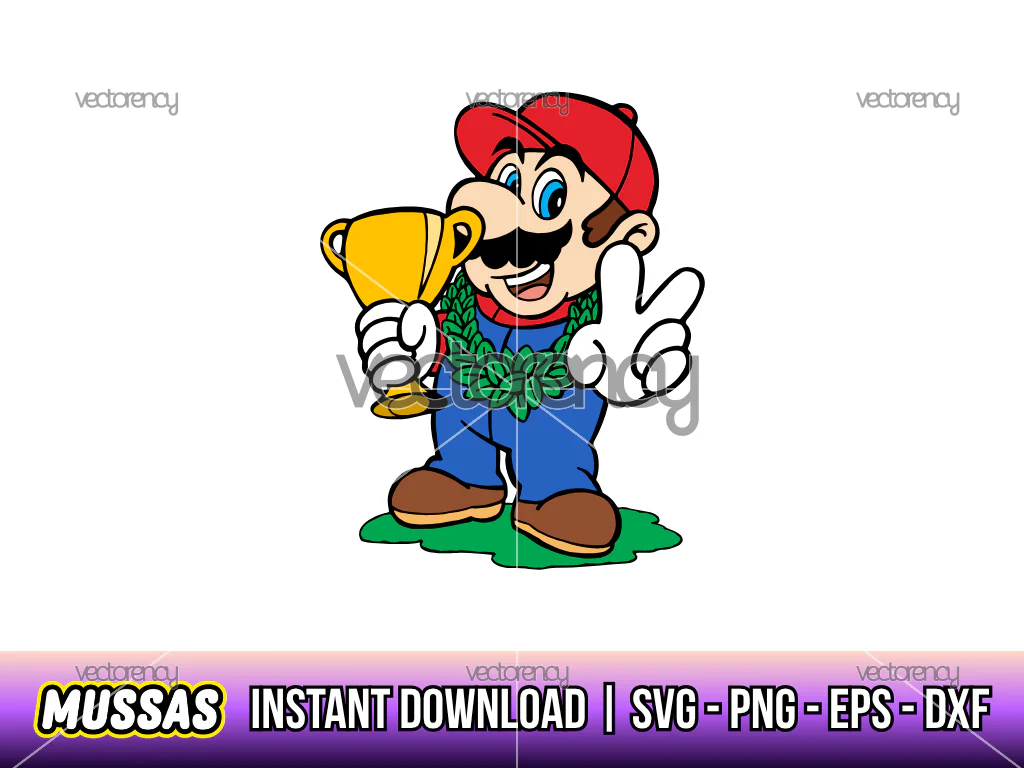 Super Champion Mario Victory Clipart Image SVG