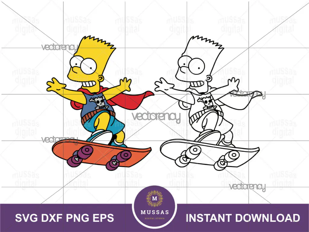 The Simpsons Skateboard SVG DXF PNG EPS Simpson Vector