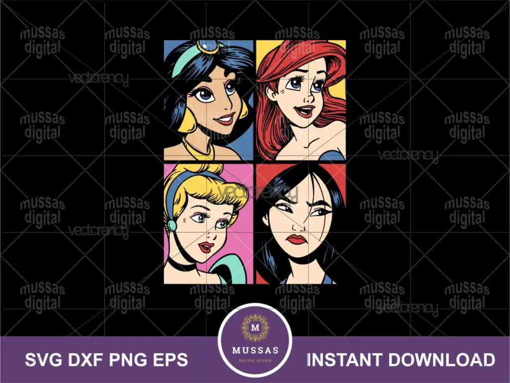 4 Princess Disney SVG Vector