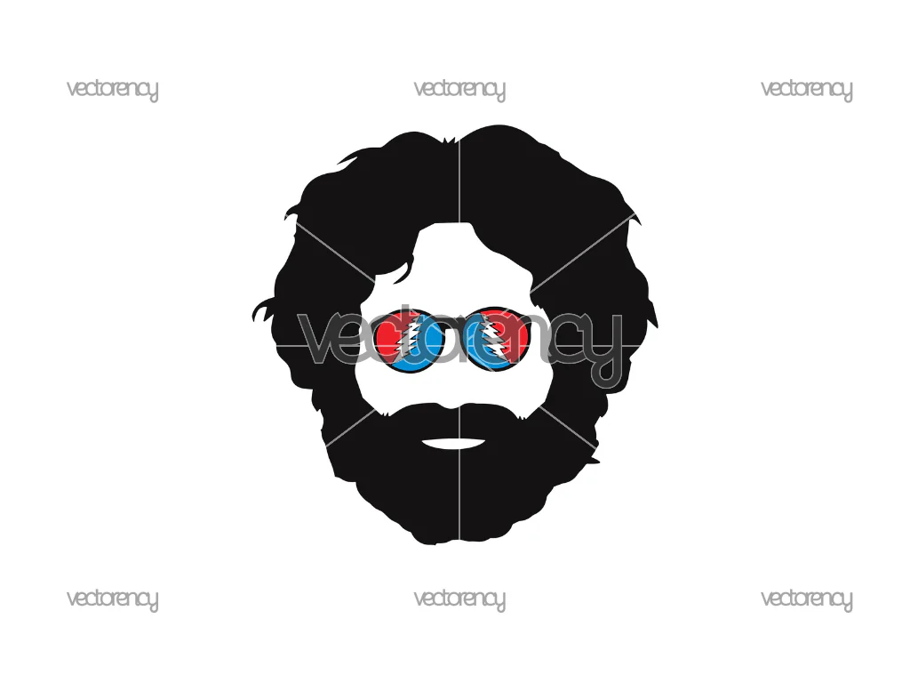 Jerry Garcia Grateful Dead Vector PNG Transparent Instant Download SVG