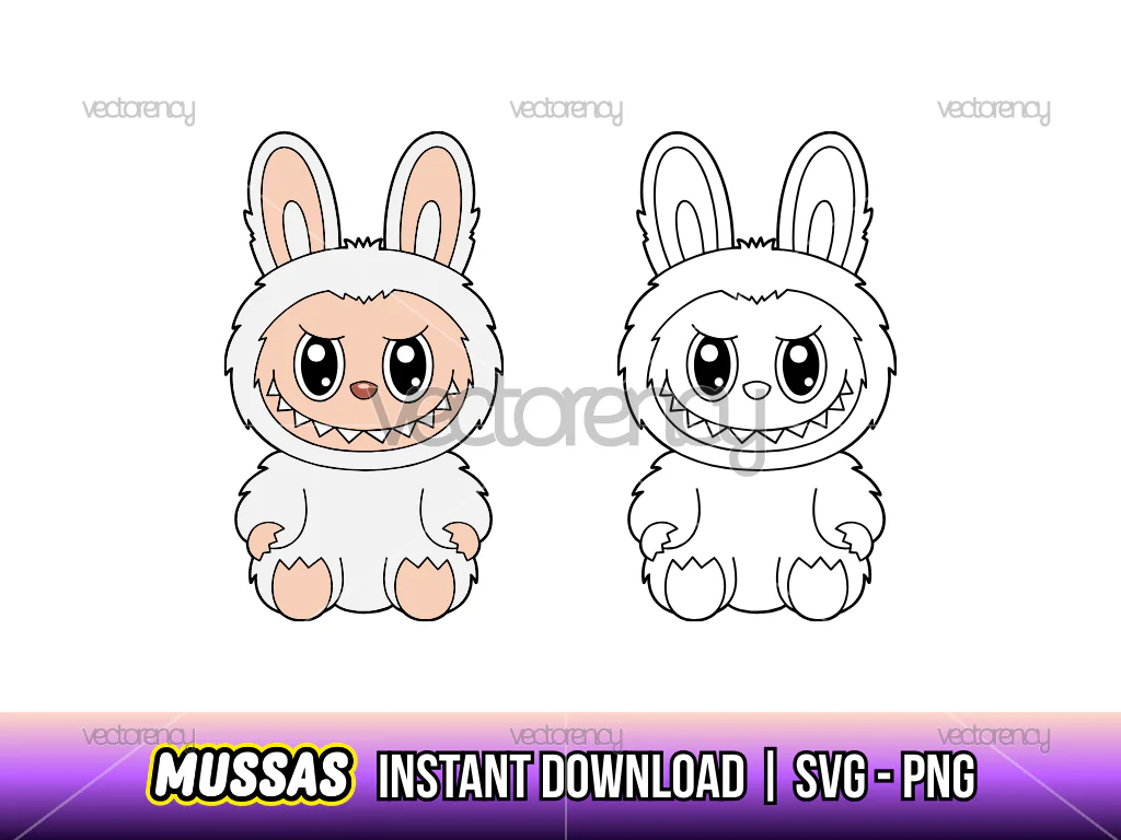 Labubu White Snow SVG Cut File PNG HD