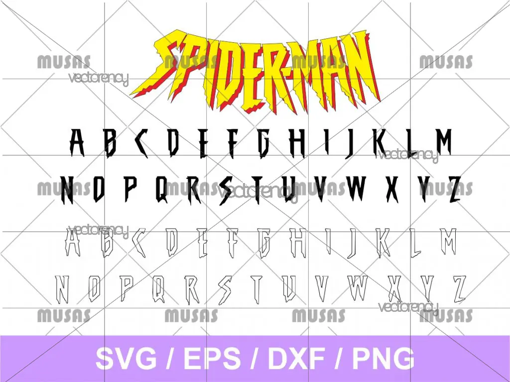 Spiderman Font Clipart SVG