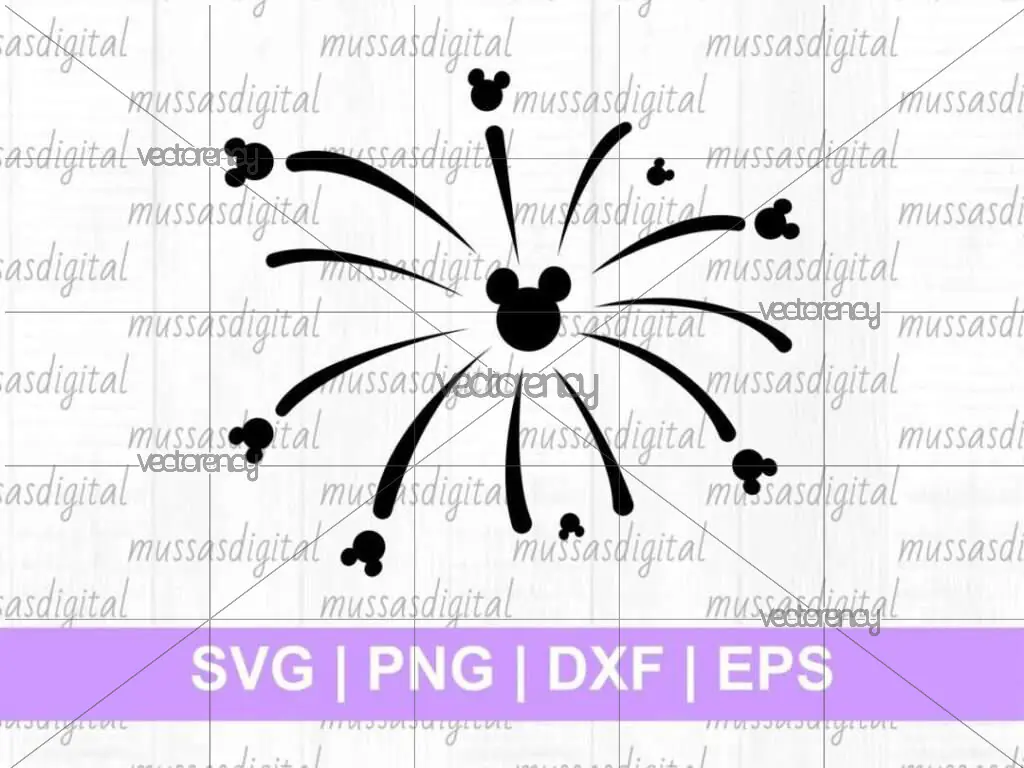 Mickey Mouse Head Fireworks SVG