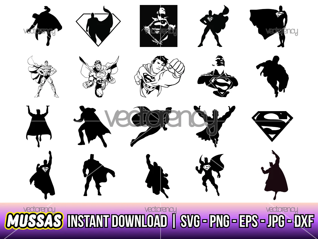 20 Superman Silhouette SVG PNG EPS