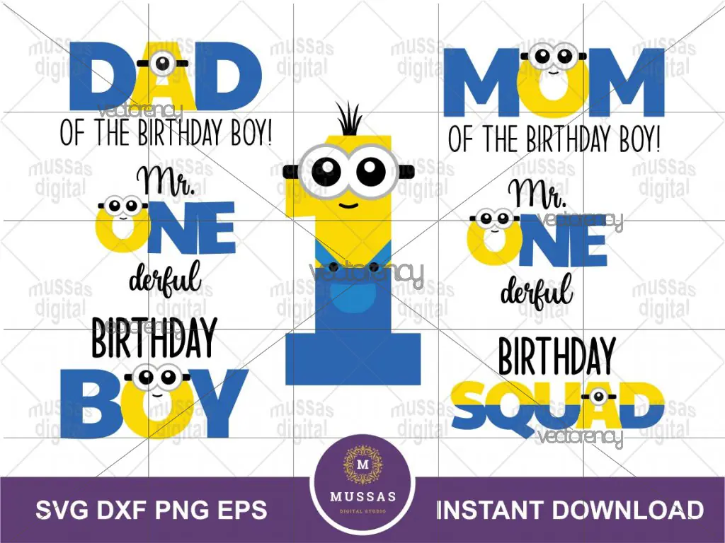 Minion Birthday Boy SVG Family Mom Dad