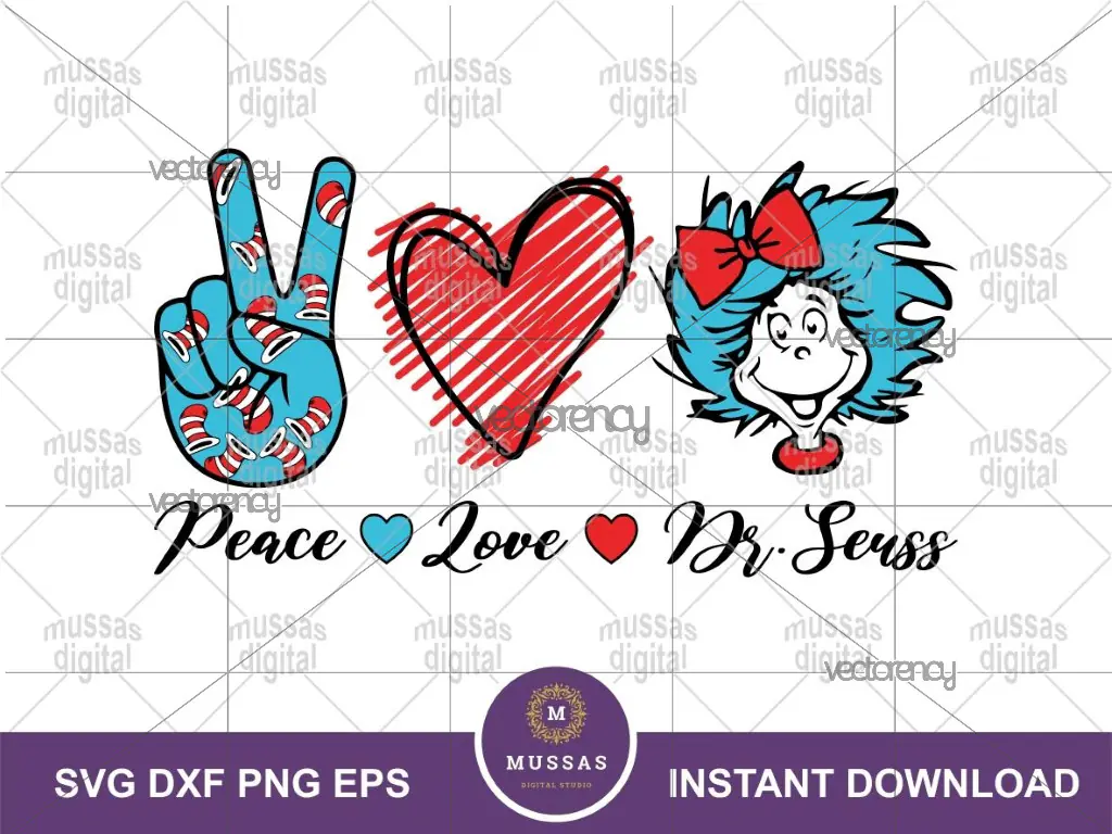 Peace Love Dr Seuss SVG, Miss Thing Svg Little Miss Thing Cricut, PNG