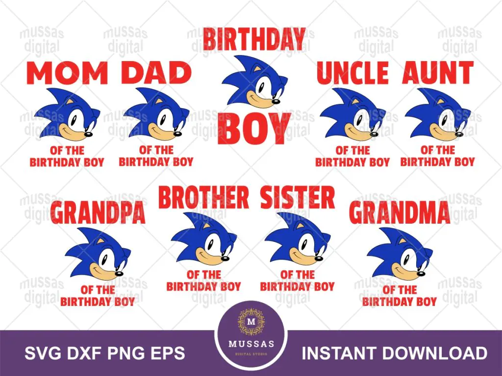 Cartoon Birthday Family Shirt Sonic Matching T-shirts Digital Download