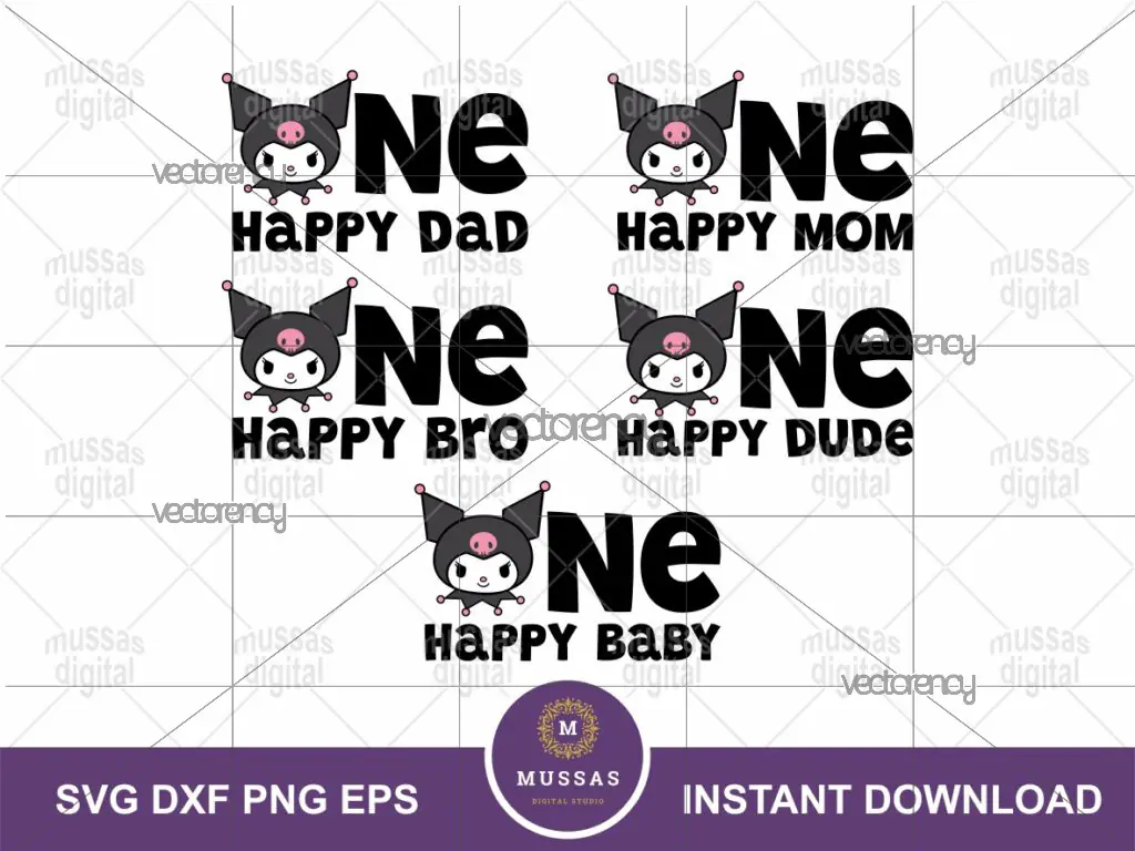 Kuromi Family Shirt One Birthday Shirt Design PNG SVG