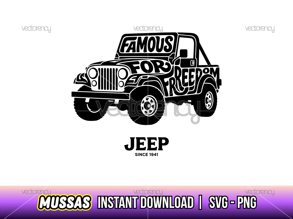 Famous for Freedom Jeep Vector Image PNG SVG