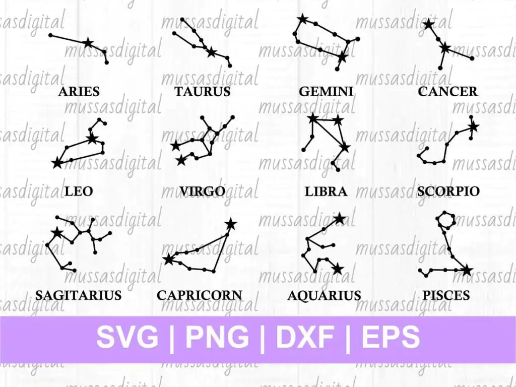 Astrology Zodiac SVG Cut Files Bundle