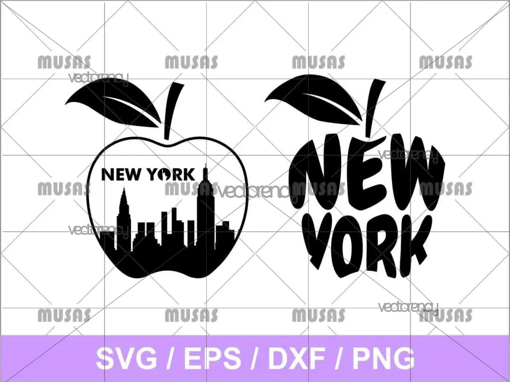 New York City Apple SVG Design