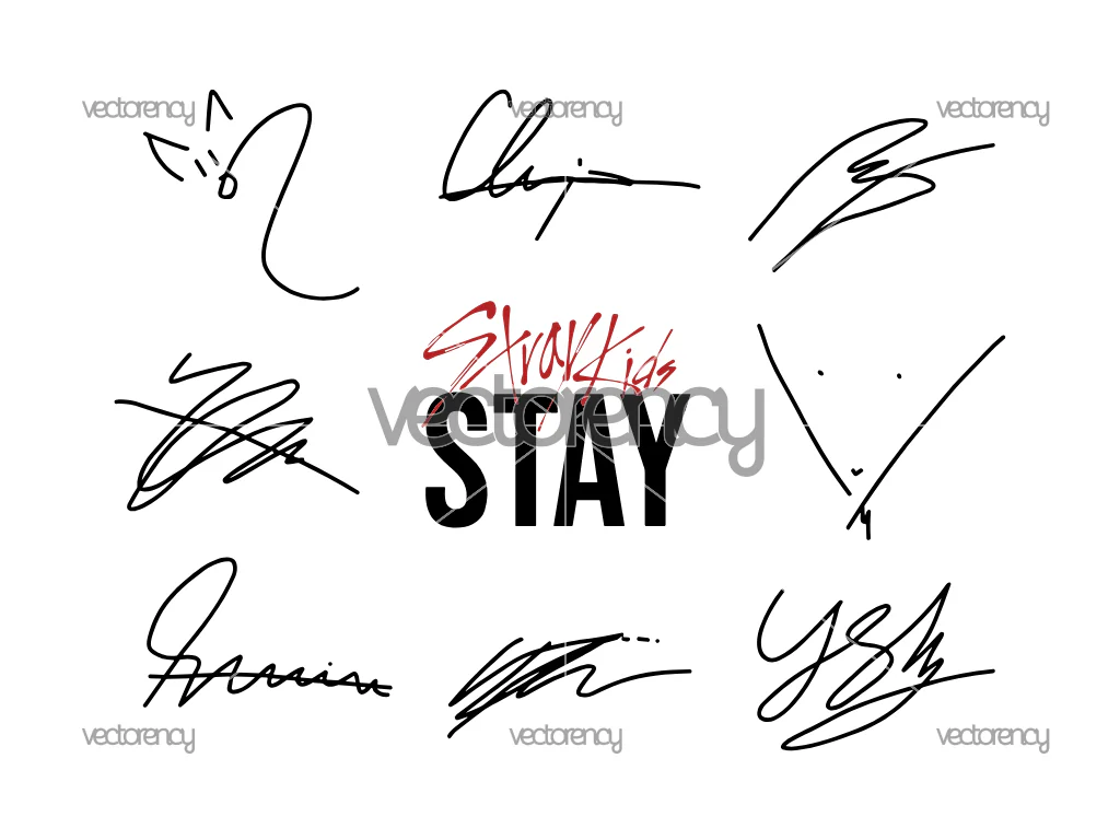 Stray Kids Signatures SVG Vector File and PNG HD Transparent File