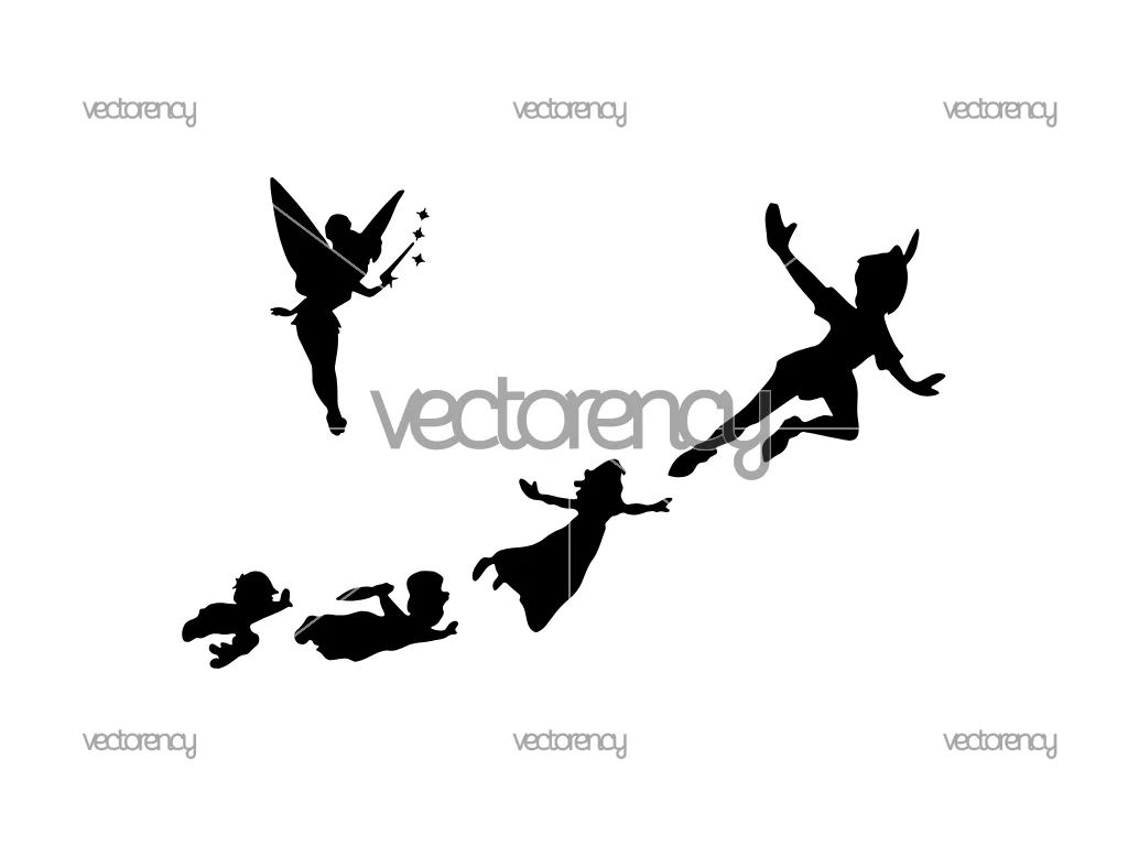 Peter Pan Silhouette SVG, Flying Vector