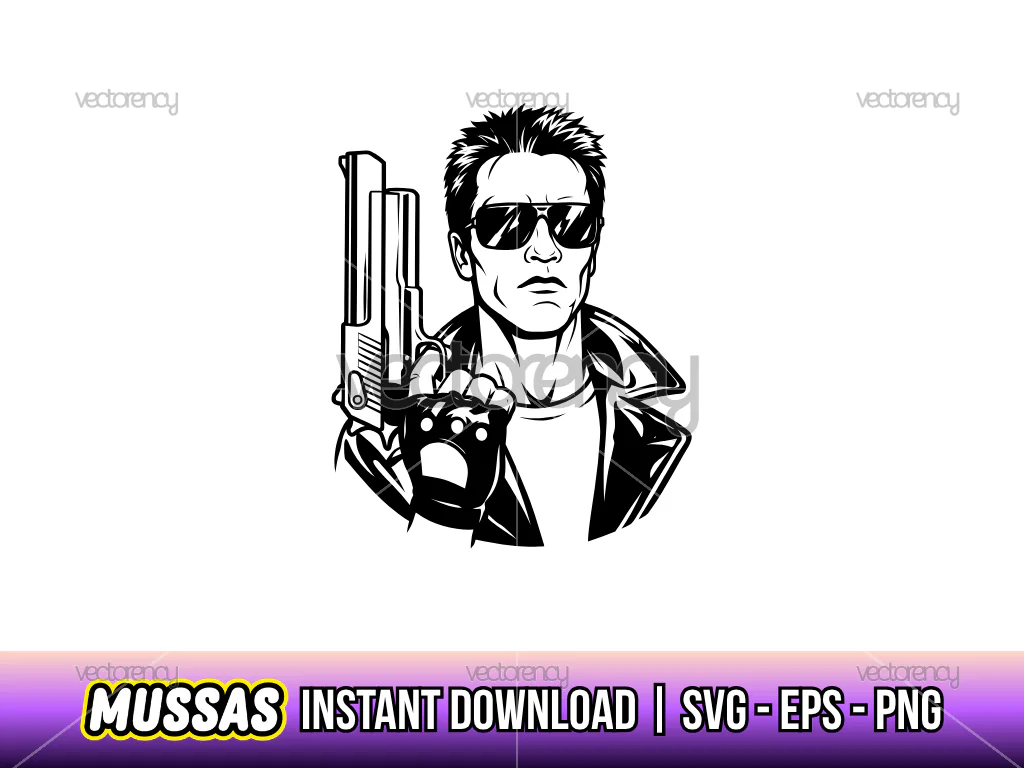 The Terminator Action Movies Vector Portrait EPS PNG SVG