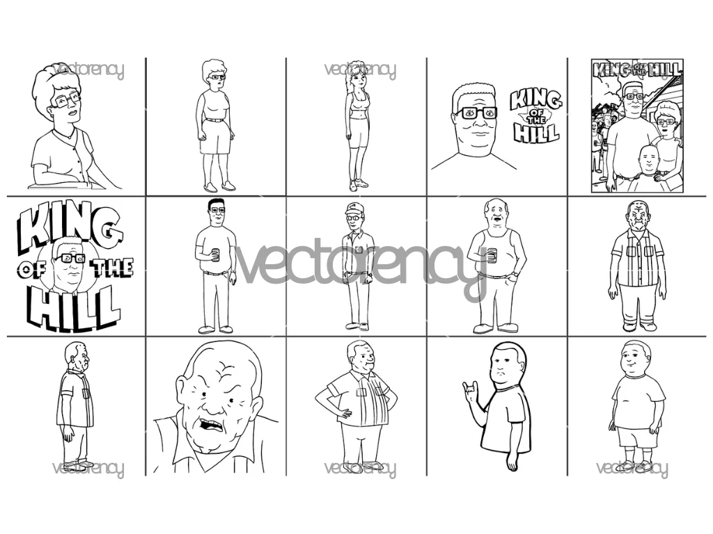 King of the Hill Outline SVG, TV Show Cut File, Hank Hill Vector Design, Retro Animation PNG