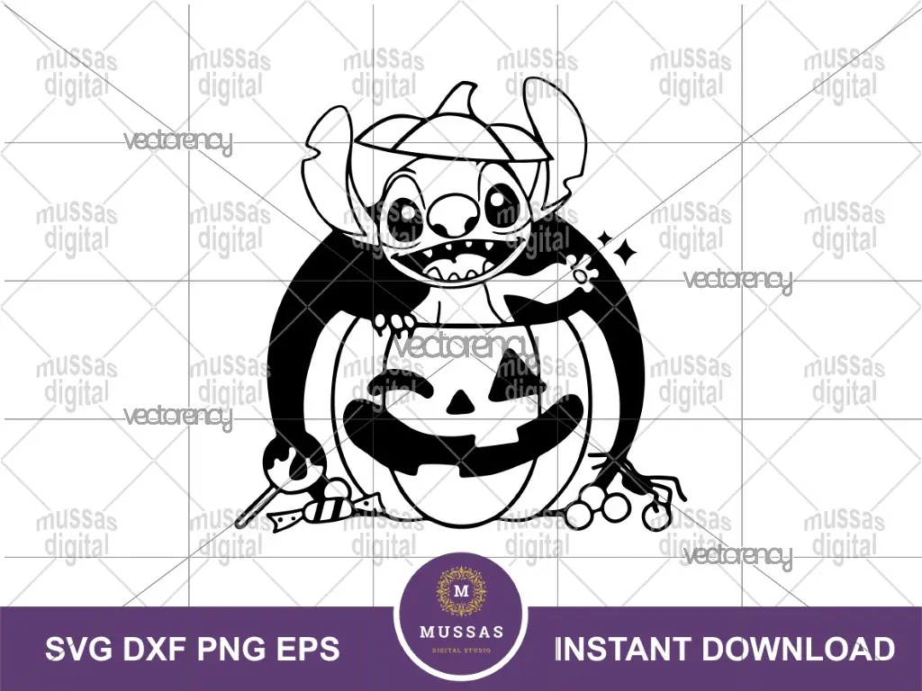 Stitch Halloween SVG Pumpkin Silhouette Outline PNG