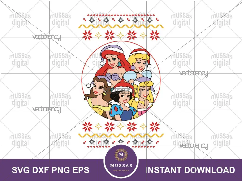 Christmas Ugly Sweater SVG Princess Disney Christmas SVG Princesses