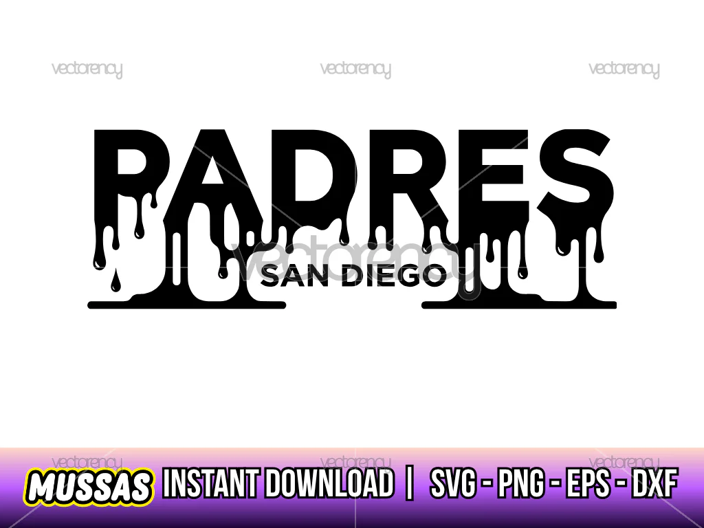 San Diego Padres Text Logo Drip SVG Cricut PNG EPS DXF