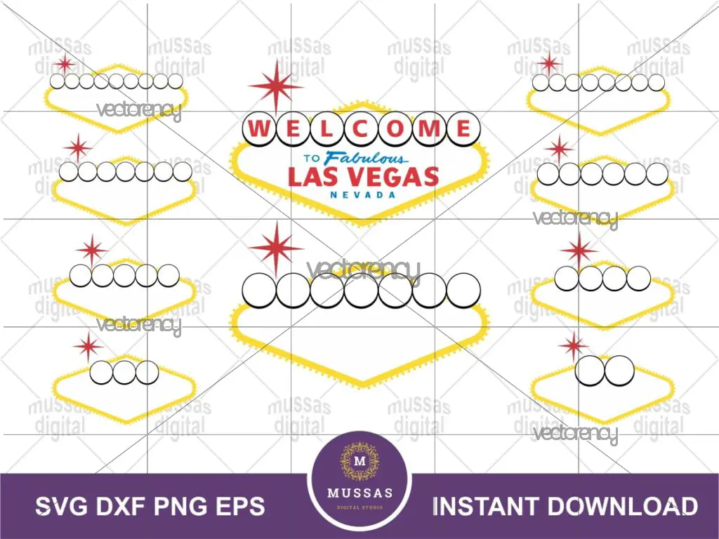 Las Vegas SVG Template Blank Cut Files