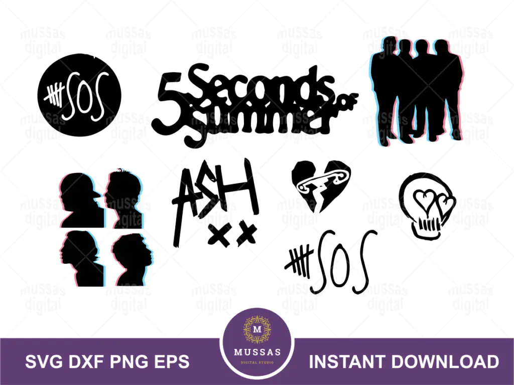 5 Seconds of Summer Bundle SVG, SOS Clipart, Silhouette Vector