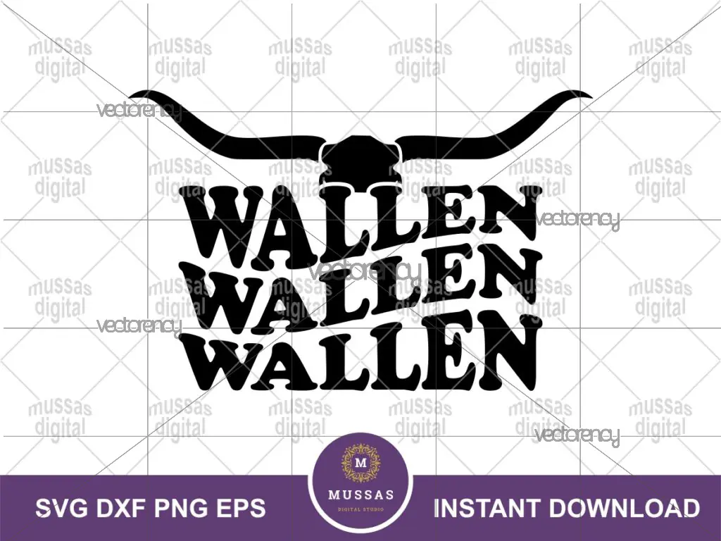 Wallen All Black Bull Skull SVG