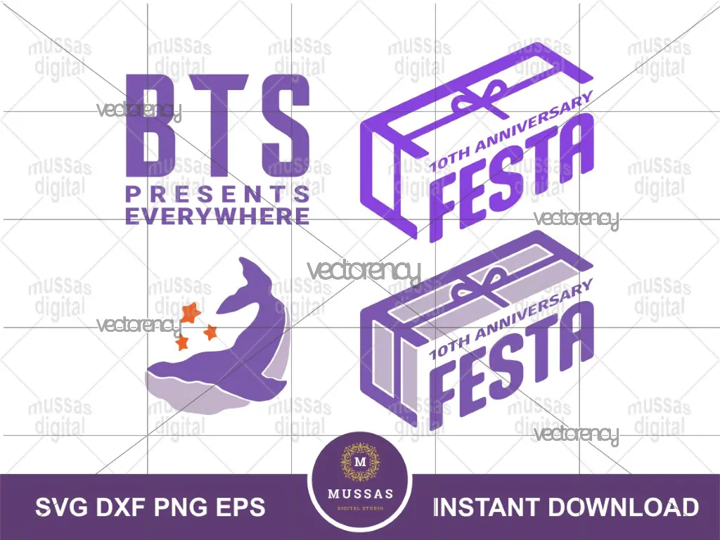 Festa BTS SVG, 10th Anniversary BTS , PNG, Vector