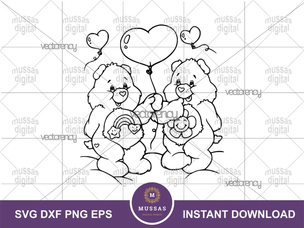 Best Friend Bear and Harmony Bear Outline SVG Cricut Image