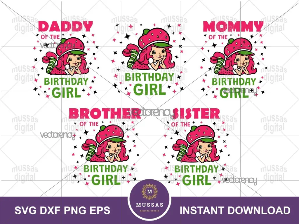 Strawberry Shortcake Birthday Girl Family T-Shirt Design