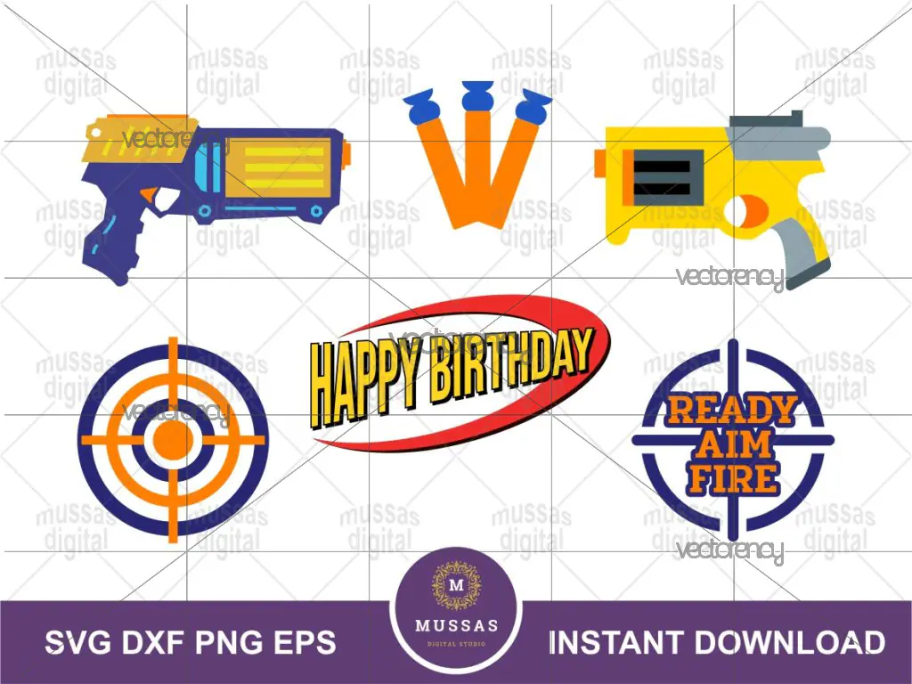 Nerf Cupcake Birthday SVG Printable