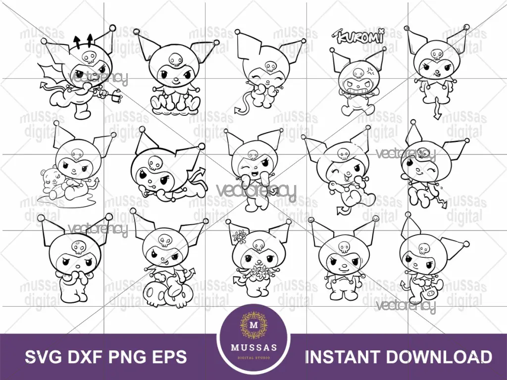 Kuromi Outline Image SVG PNG EPS Vector DXF