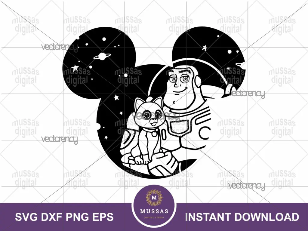 Buzz Lightyear and Socks SVG Ears Outline Silhouette SVG