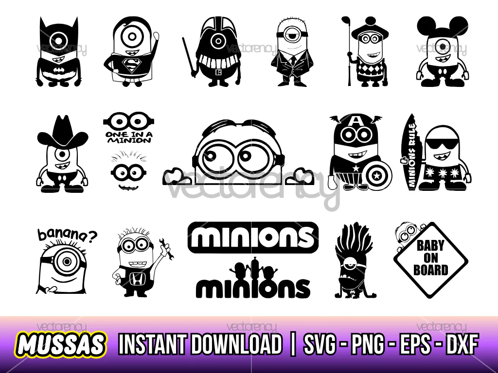 18 Minion SVG Cut File PNG EPS DXF