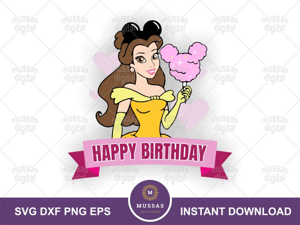 Belle Princess Cake Topper Printable SVG, PNG Printable