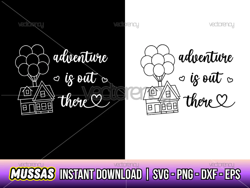 Up House Clipart SVG Balloon Outline PNG EPS DXF