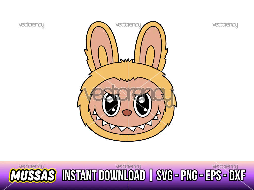 Labubu Head SVG Layered Cut File PNG Vector HD