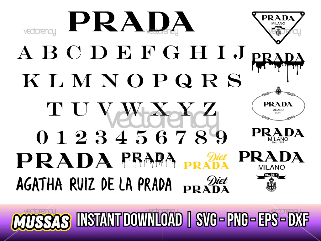Prada Logo SVG Bundle, Drip, Font and More